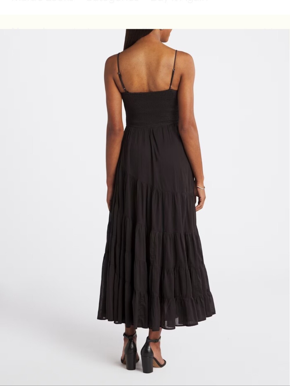 Free People Black Sundrenched Smocked Waist Tiered Cotton Maxi Dress 🔮XL - Picture 7 of 10